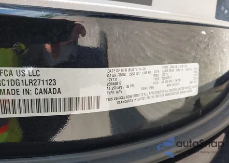 2020 Chrysler Voyager Lxi from USA, damaged, VIN 2C4RC1DG1LR271123